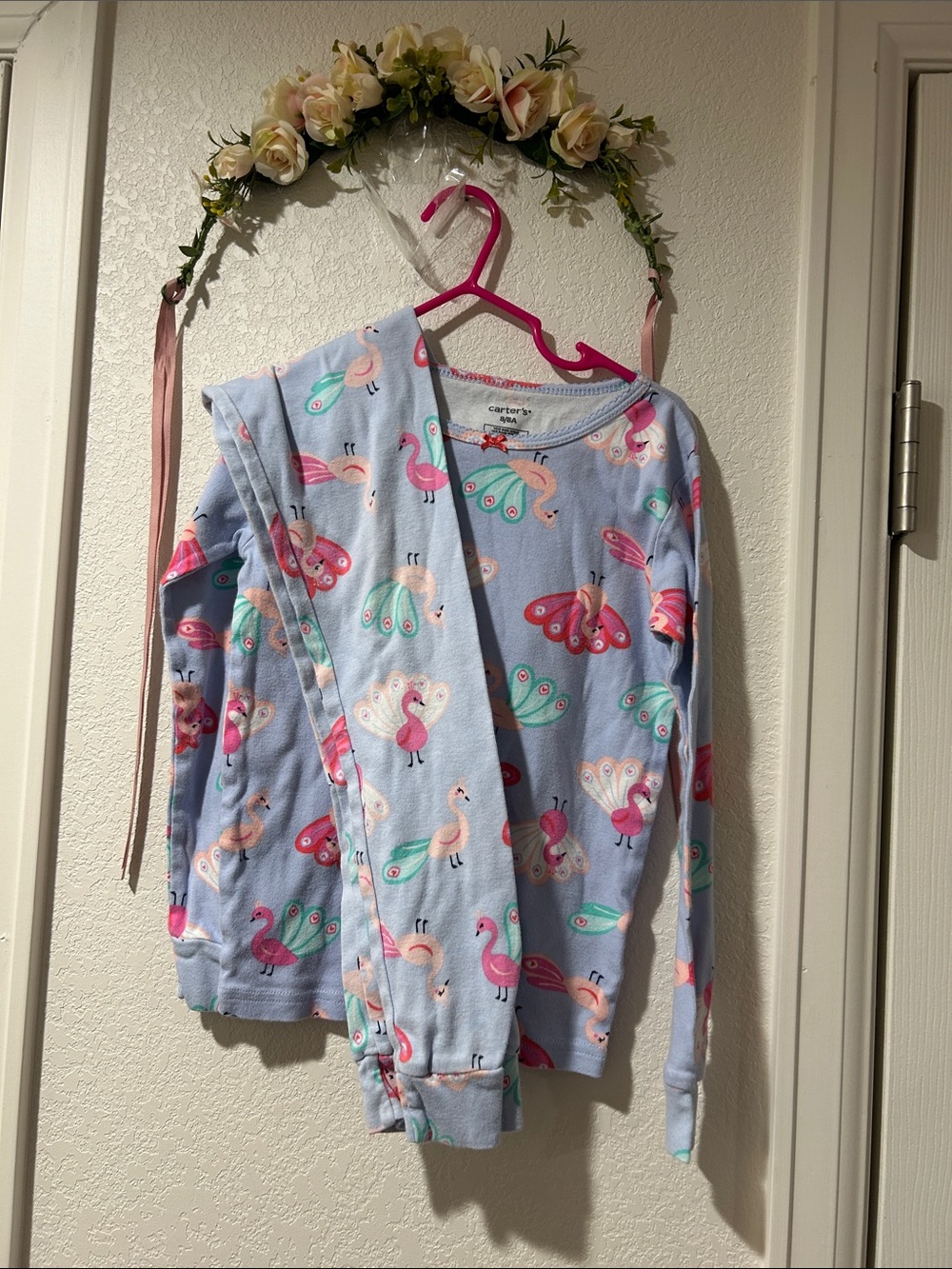 Carter's Peacock Snug Fit Cotton Pajamas Blue & Pink Girls 8/8A